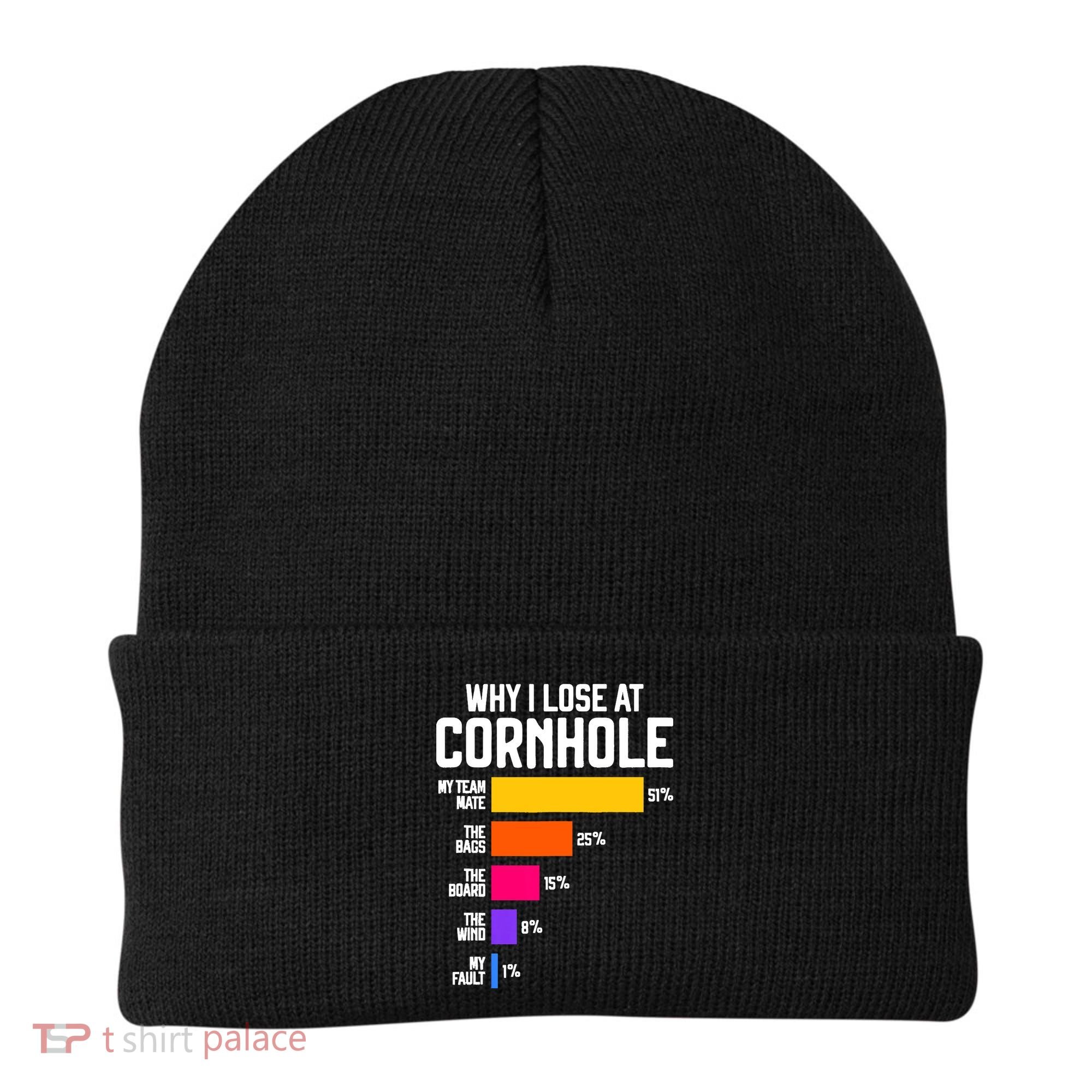 Why I Lose At Cornhole Humor Toss Like A Boss Beanie