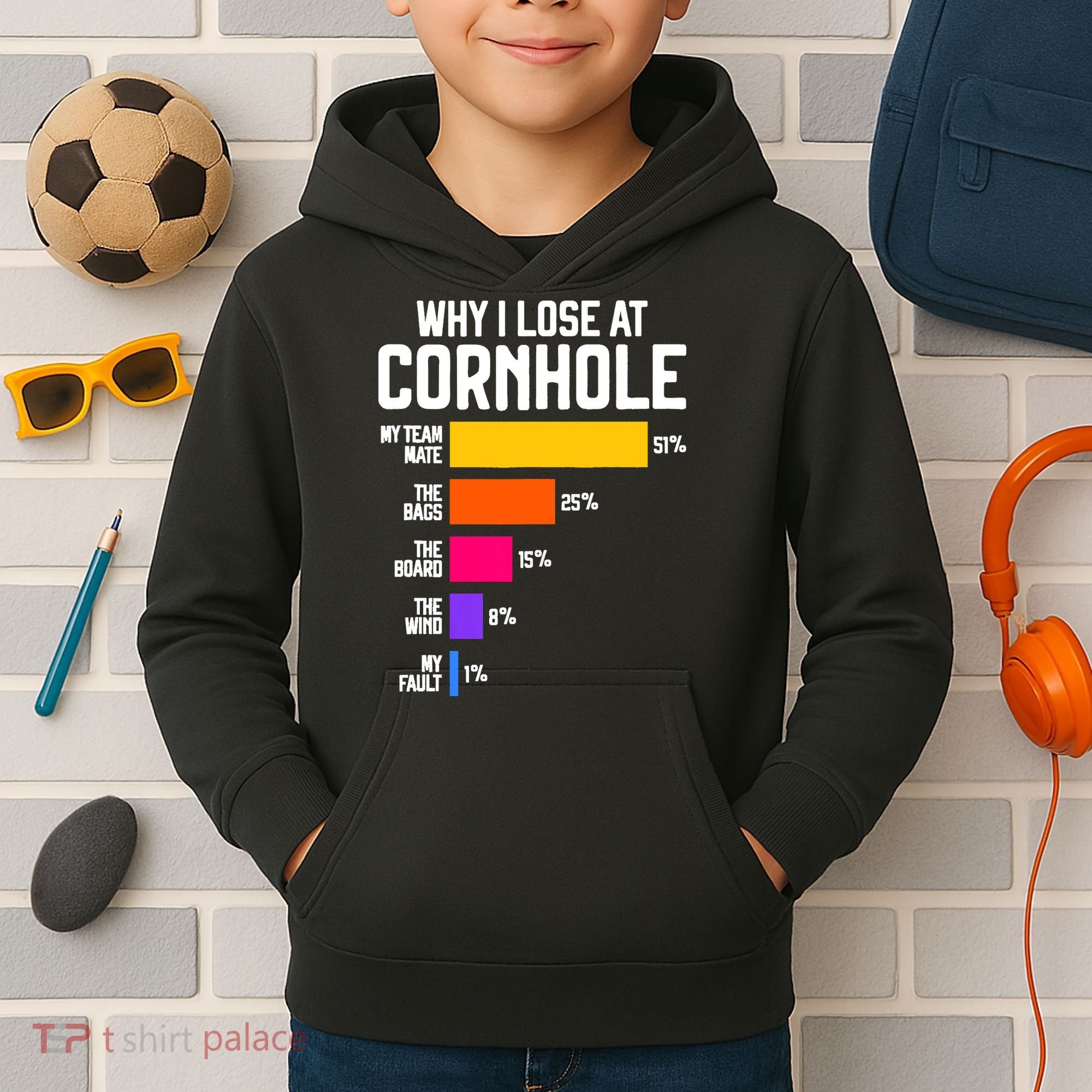 Why I Lose At Cornhole Humor Toss Like A Boss Kids Hoodie