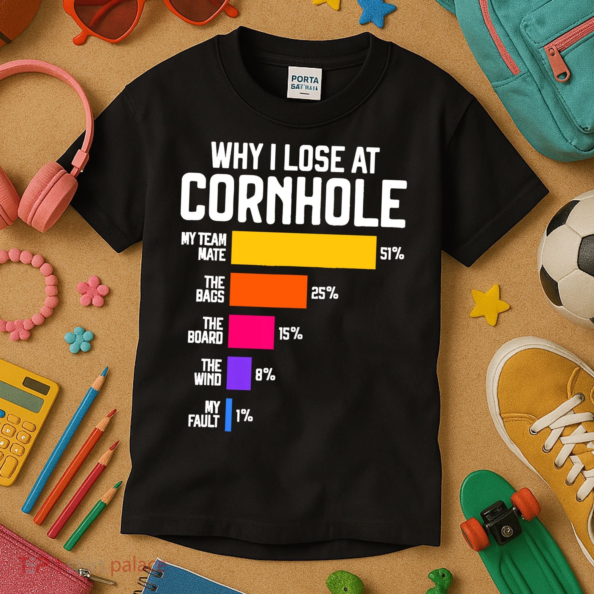 Why I Lose At Cornhole Humor Toss Like A Boss Kids T-Shirt