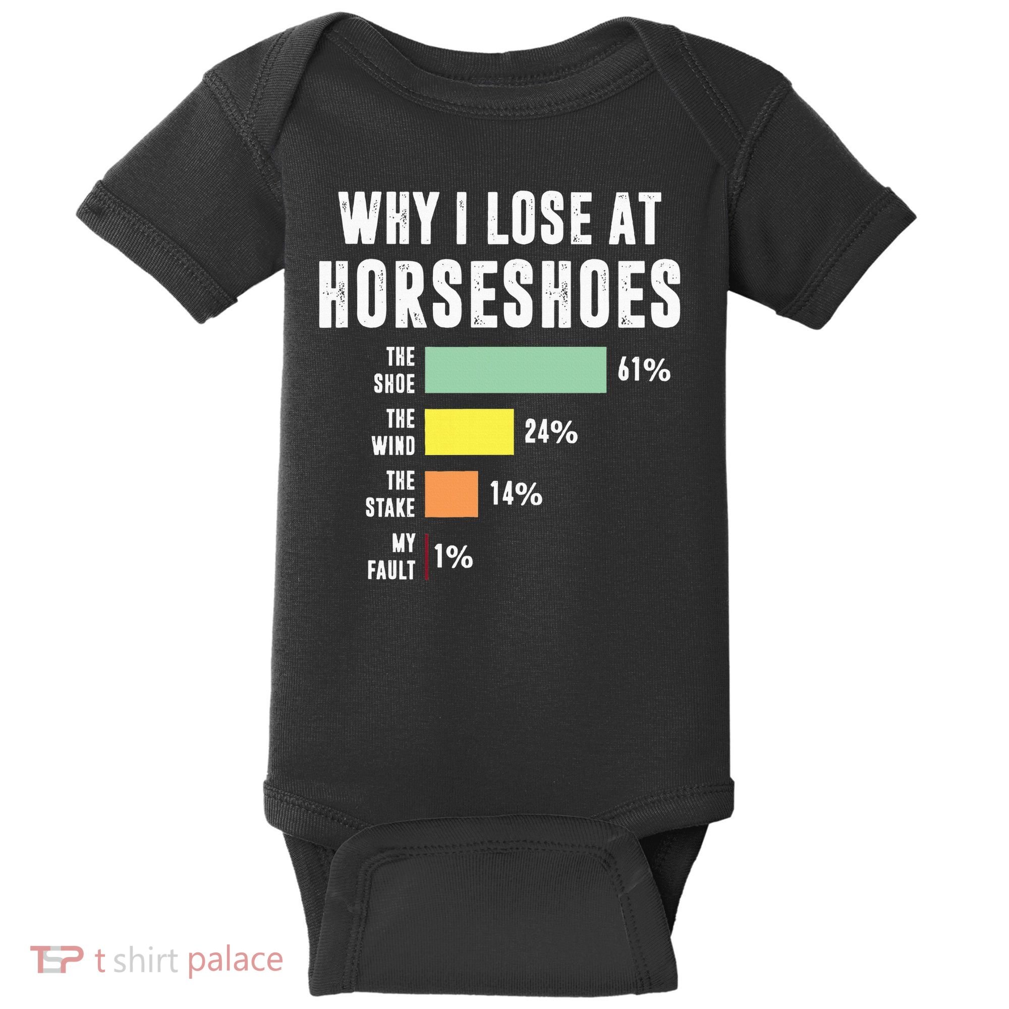 Why I Lose At Horseshoes, Funny Horseshoe Pitching Baby Bodysuit
