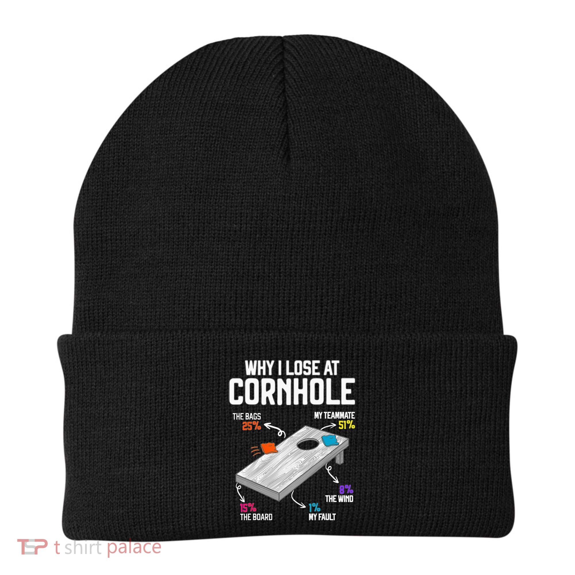 Why I Lose At Cornhole Humor Toss Like A Boss Beanie