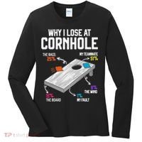 Why I Lose At Cornhole Humor Toss Like A Boss Women's Long Sleeve Shirt thumb 0