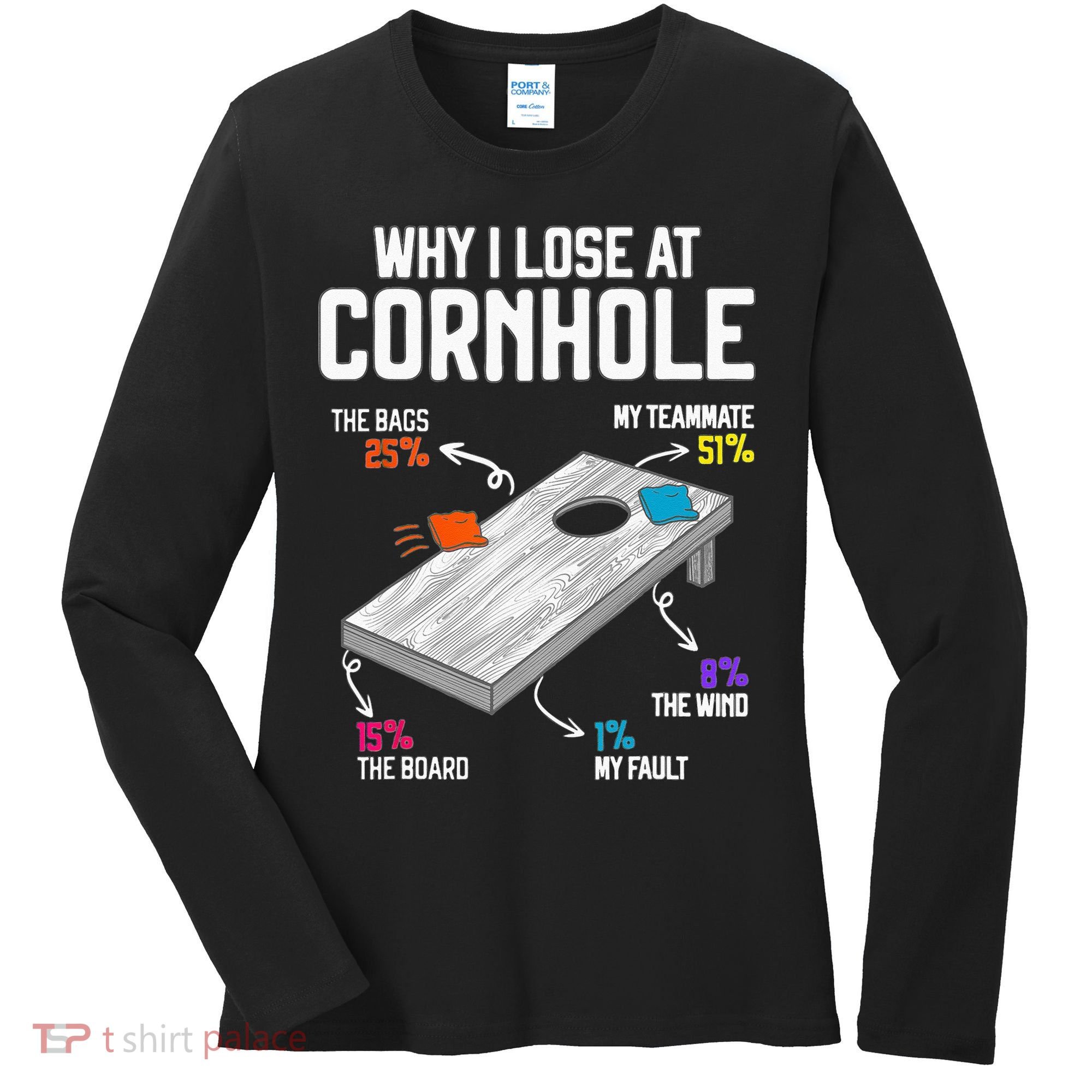 Why I Lose At Cornhole Humor Toss Like A Boss Women's Long Sleeve Shirt