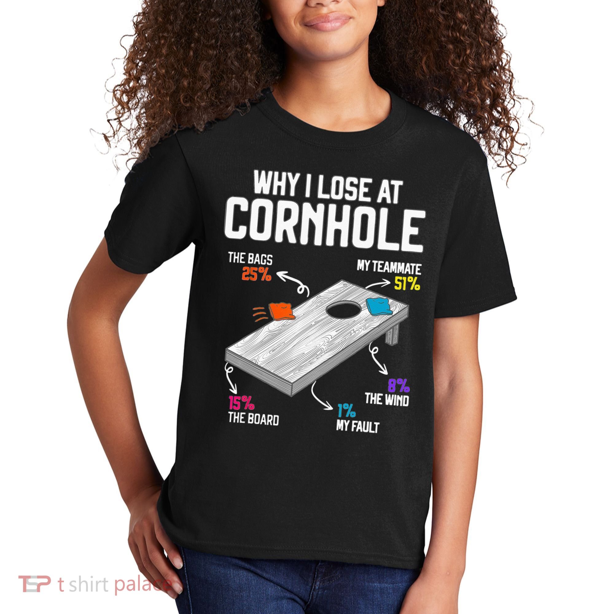 Why I Lose At Cornhole Humor Toss Like A Boss Kids T-Shirt