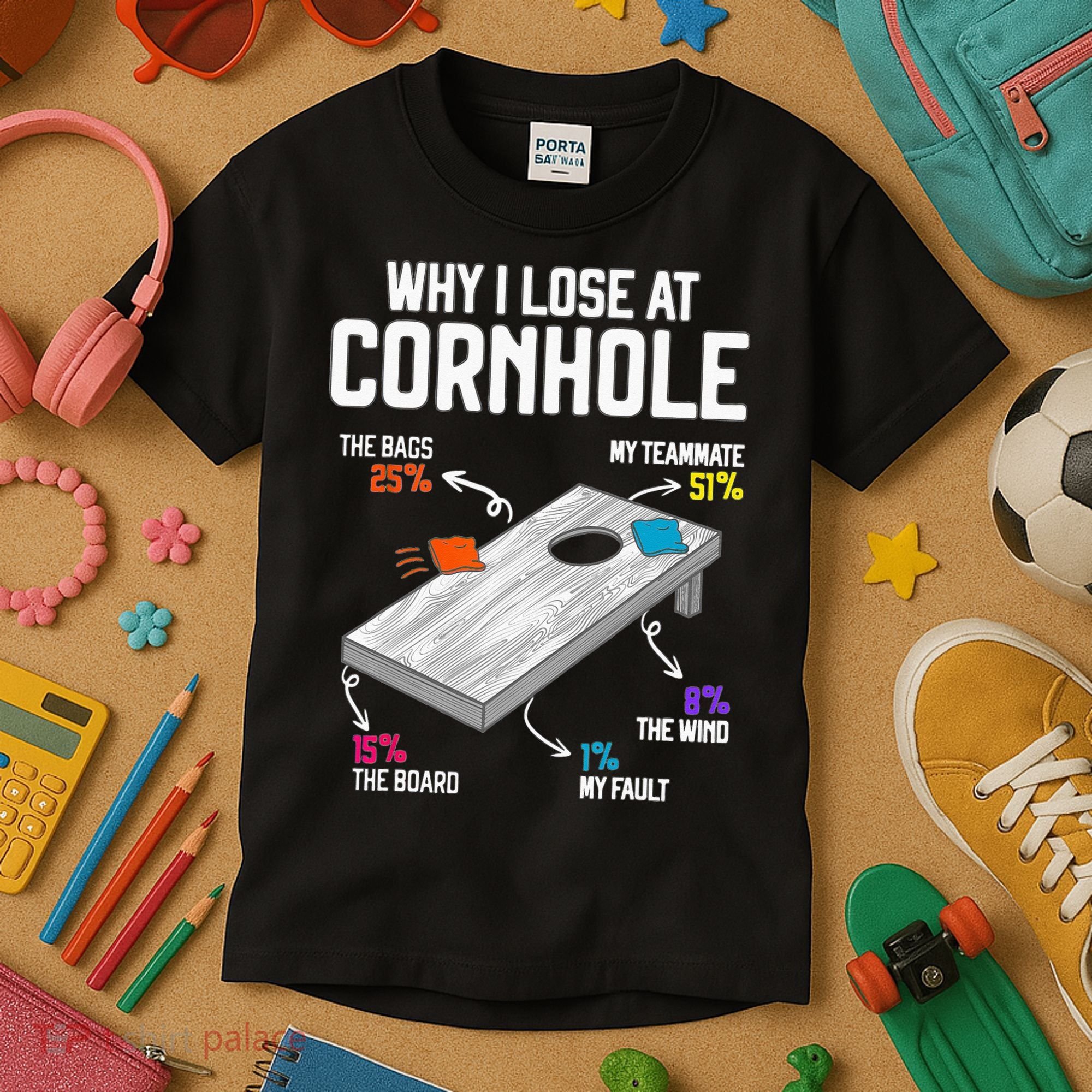 Why I Lose At Cornhole Humor Toss Like A Boss Kids T-Shirt