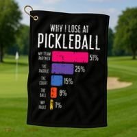 Why I Lose At Pickleball Funny Pickle Ball Golf Towel thumb 1