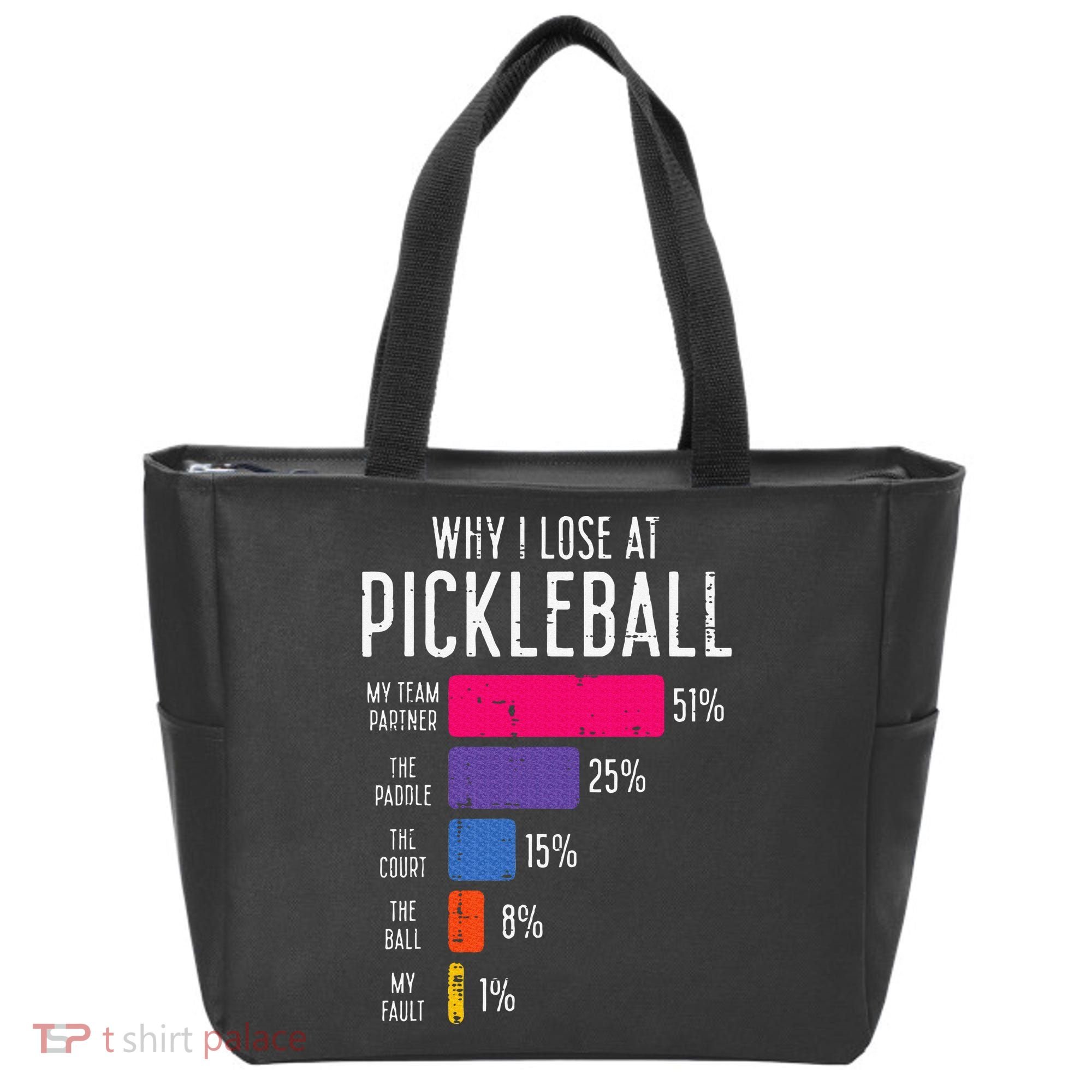 Why I Lose At Pickleball Funny Pickle Ball Tote Bag