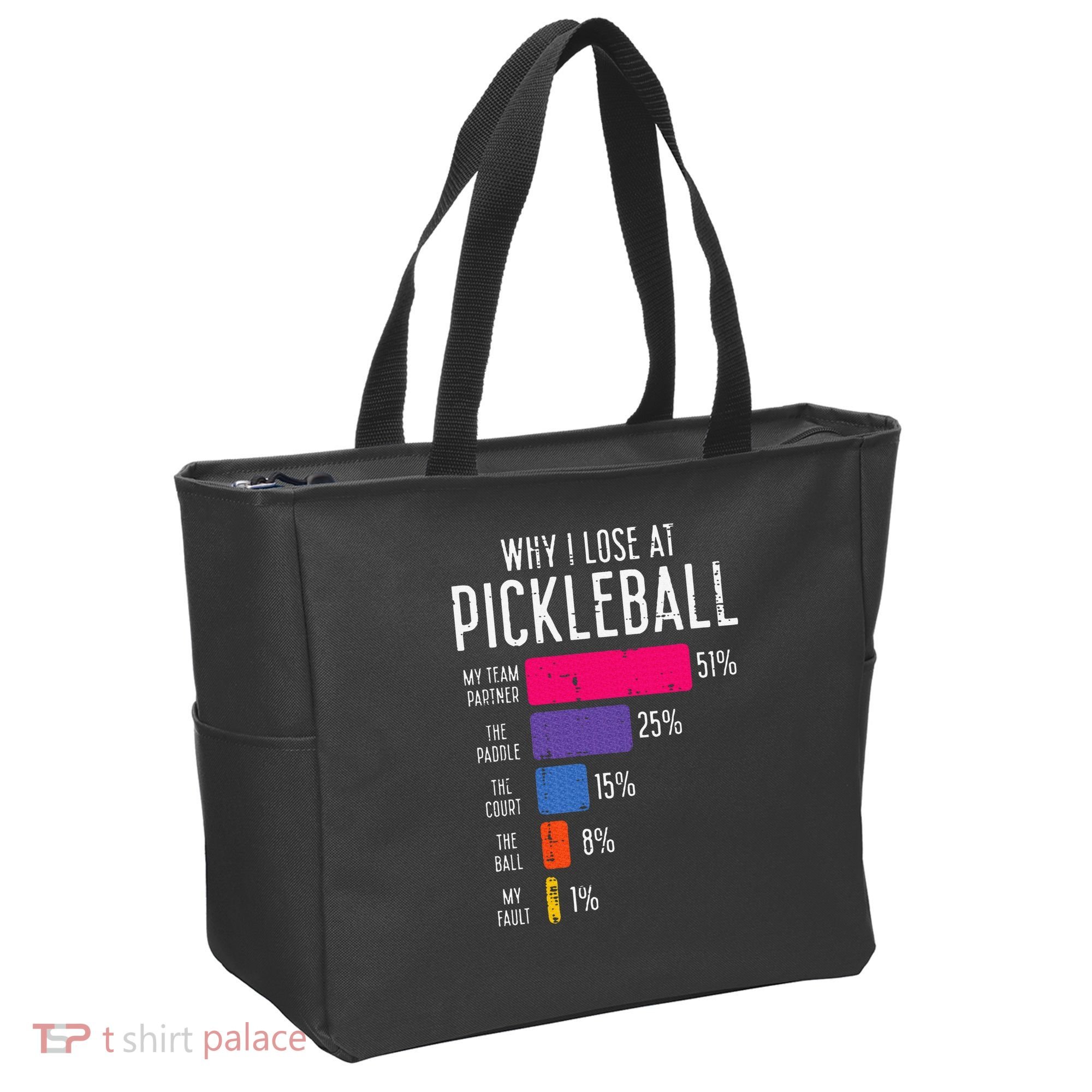 Why I Lose At Pickleball Funny Pickle Ball Tote Bag
