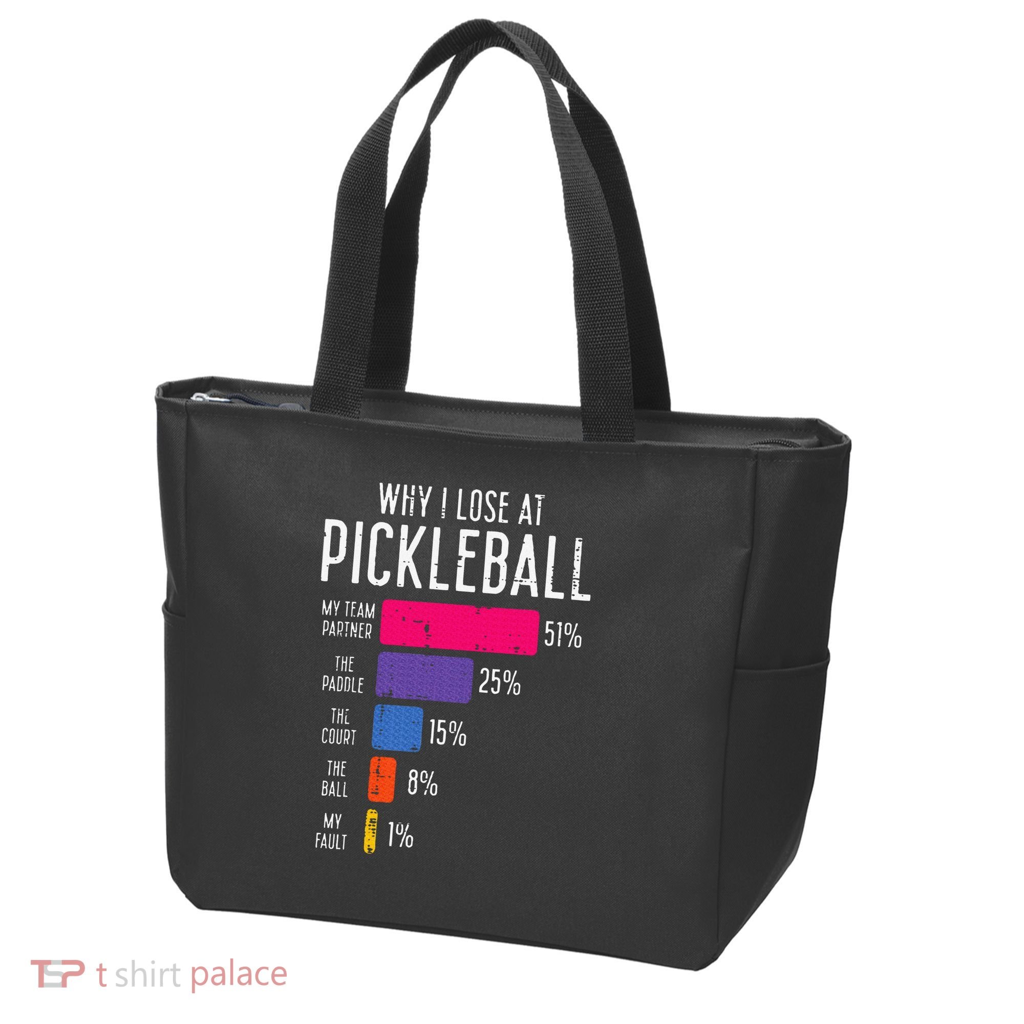 Why I Lose At Pickleball Funny Pickle Ball Tote Bag