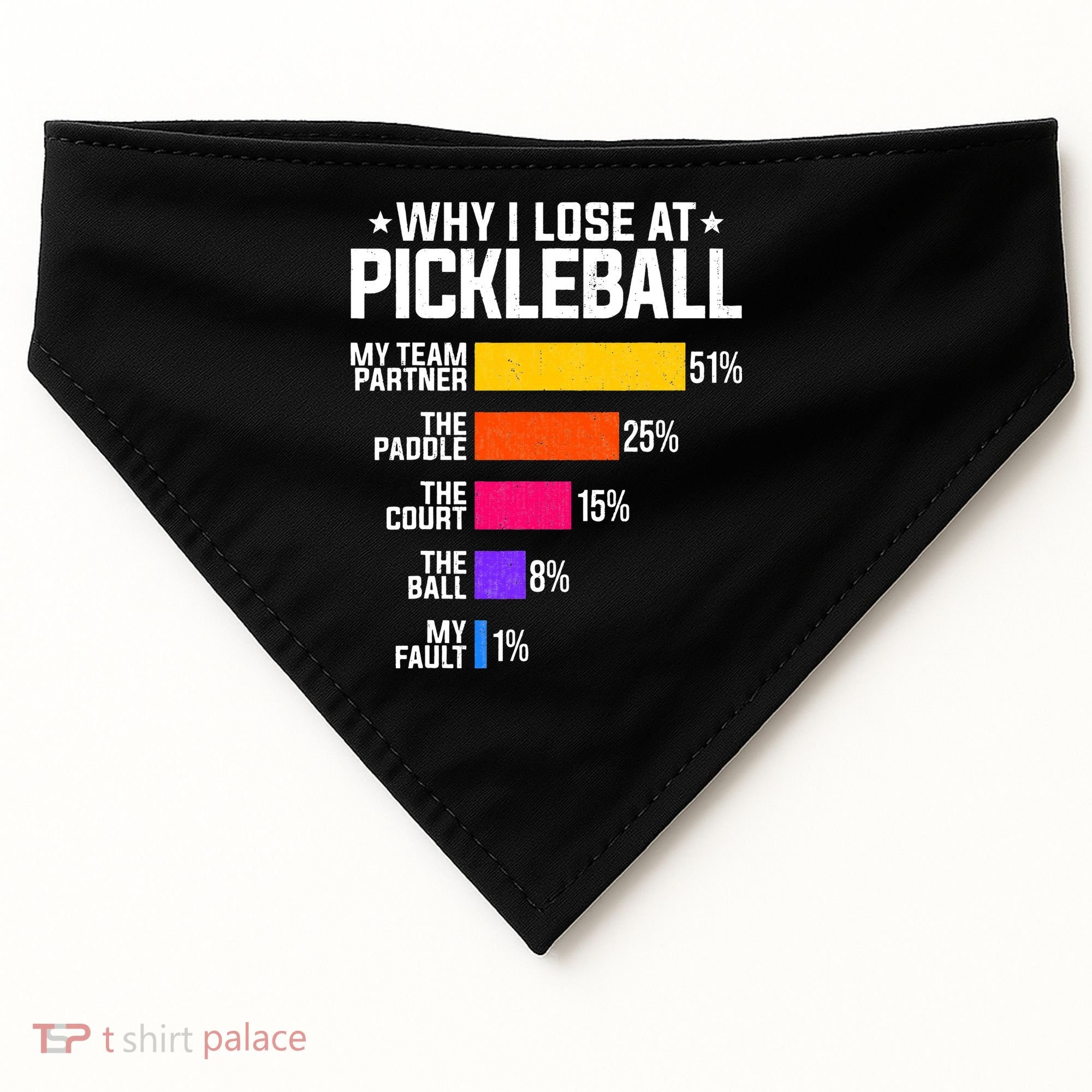 Why I Lose At Pickleball Humor Funny Pickleballers USA-Made Doggie Bandana