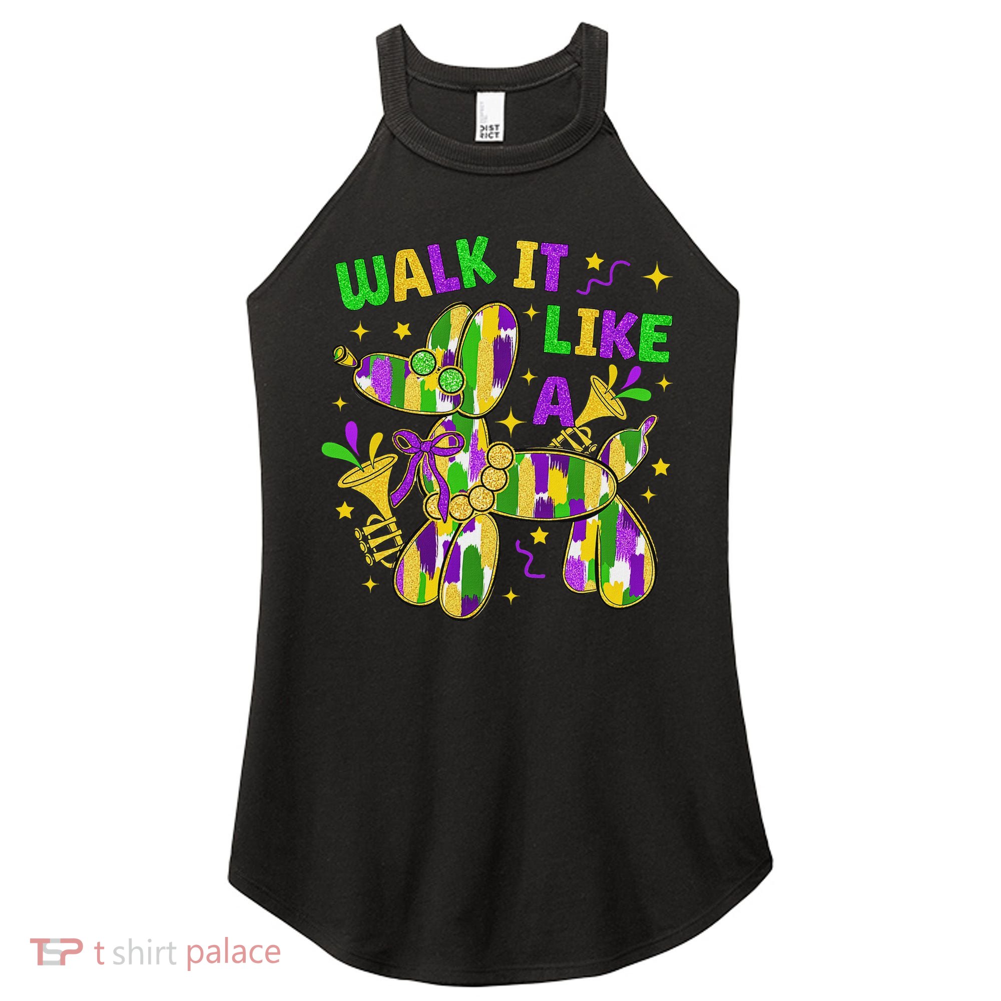 Walk It Like A Dog Happy Mardi Gras New Orleans Fat Tuesday Women's Perfect Tri Rocker Tank