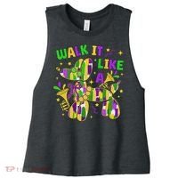 Walk It Like A Dog Happy Mardi Gras New Orleans Fat Tuesday Women's Racerback Cropped Tank thumb 0