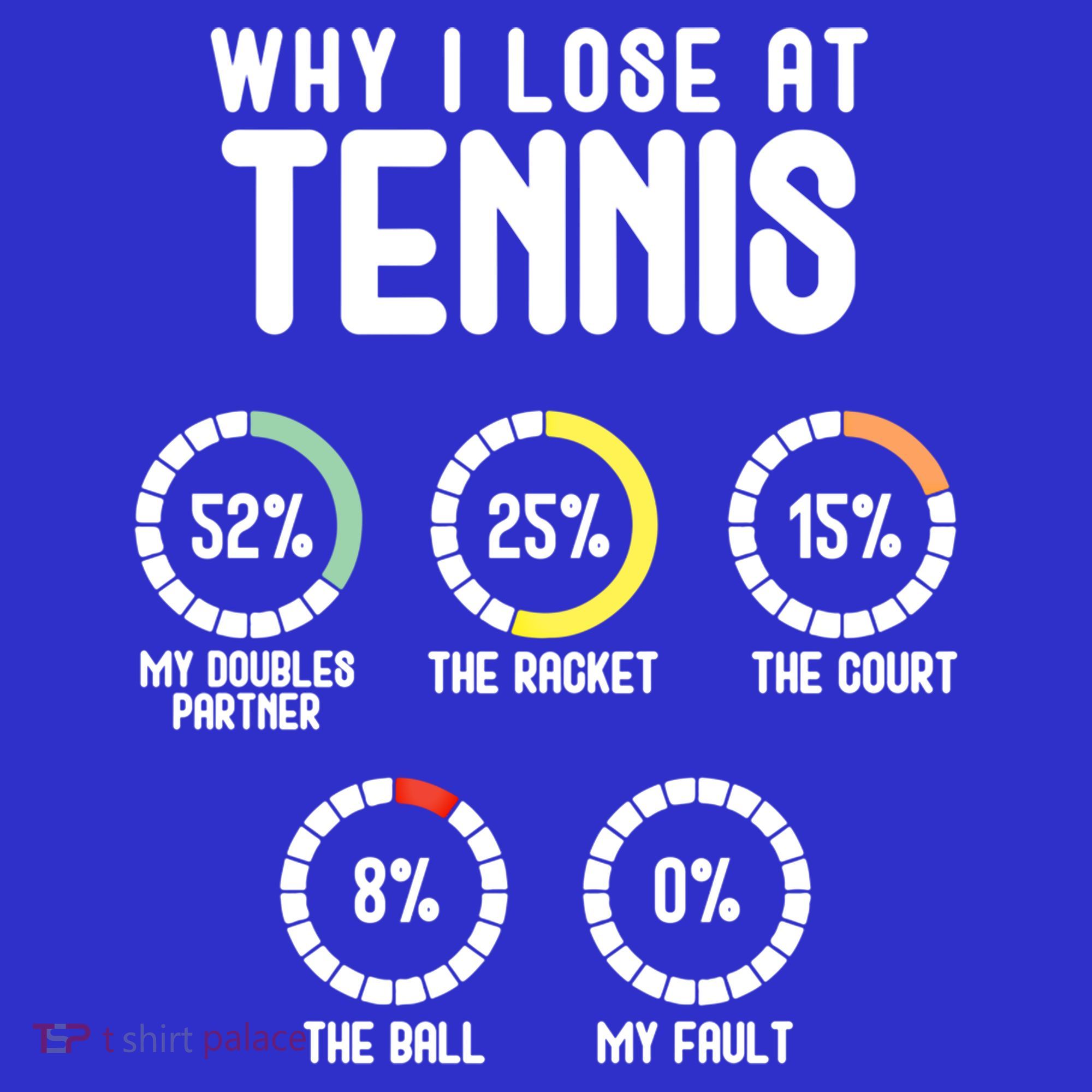 Why I Lose At Tennis Cute Percentage Tennis Player Funny Gift T-Shirt