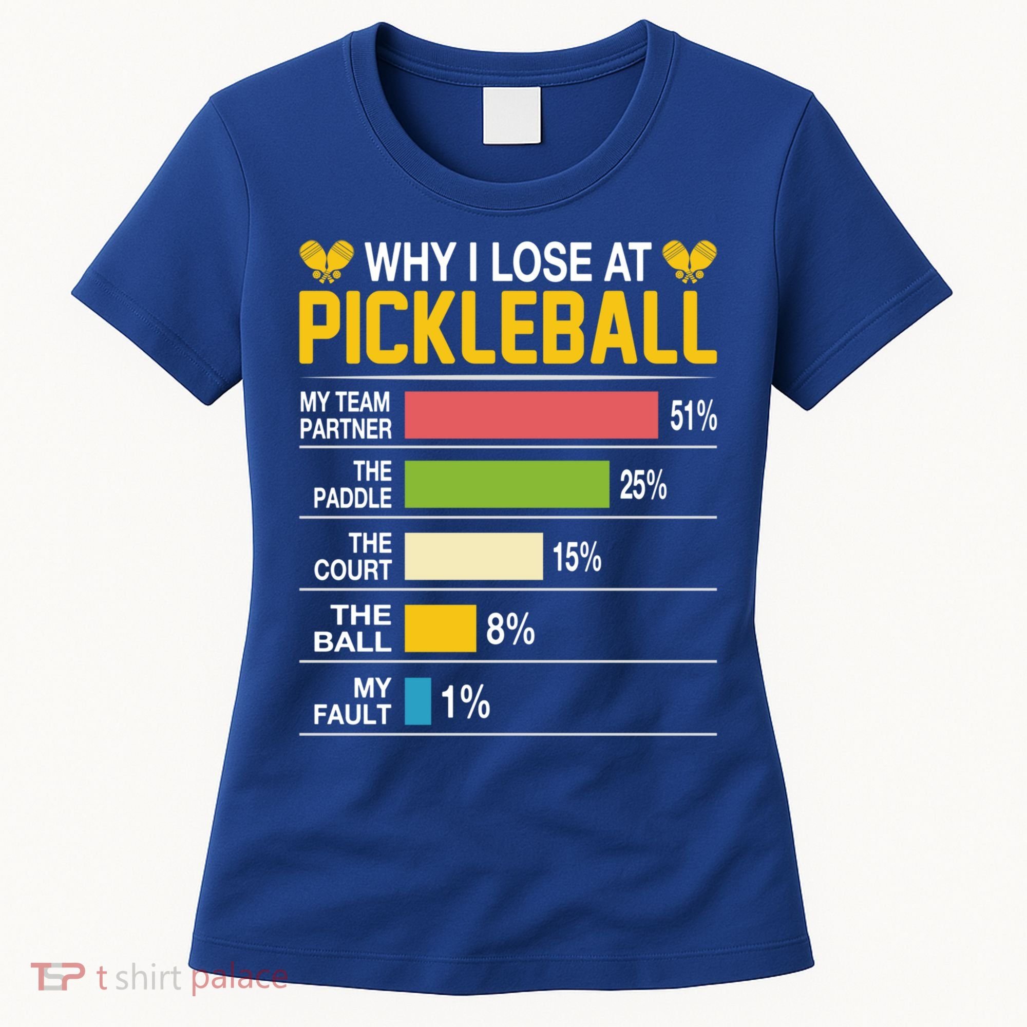 Why I Lose At Pickleball Funny Losing Game Sports Graphic Gift Women's T-Shirt