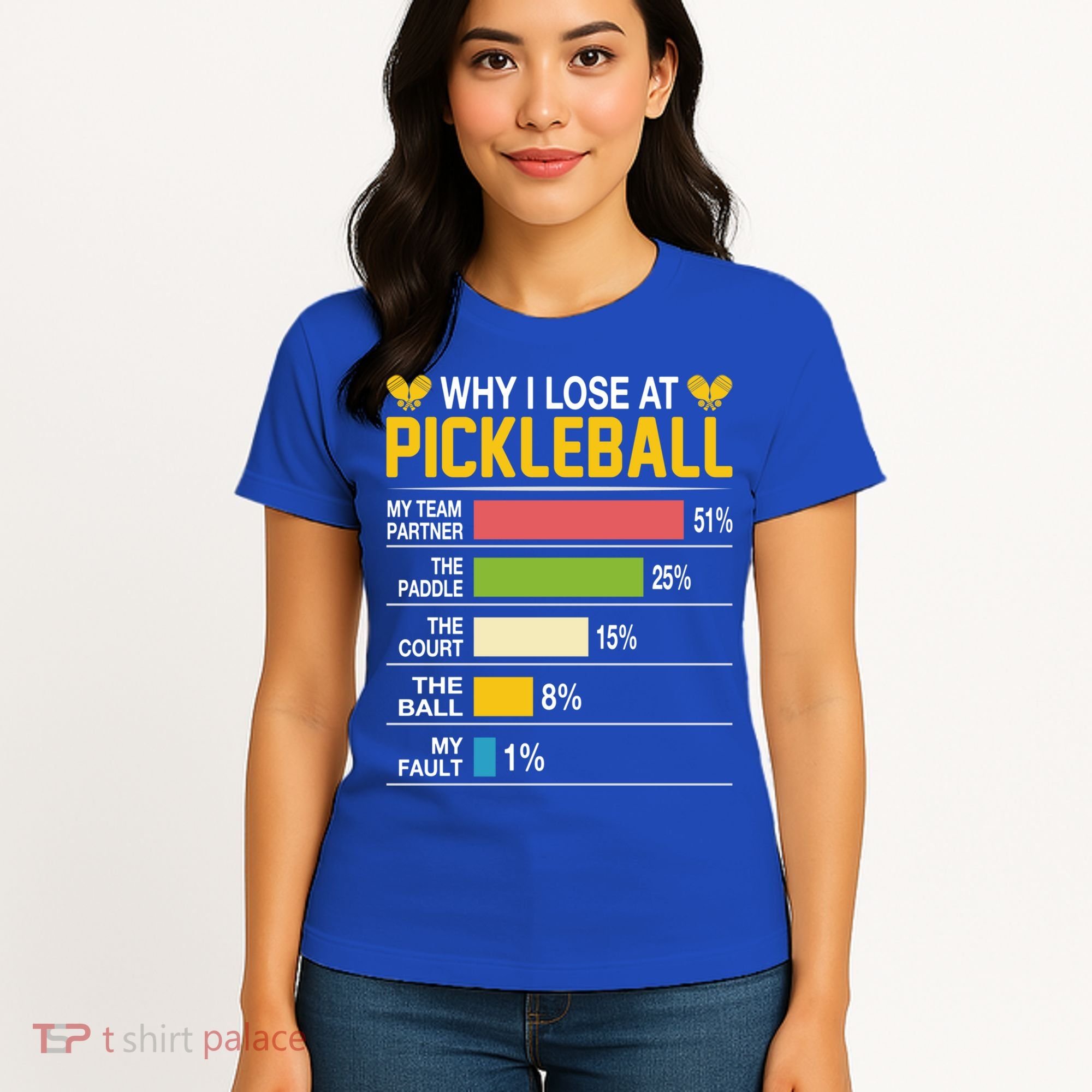 Why I Lose At Pickleball Funny Losing Game Sports Graphic Gift Women's T-Shirt