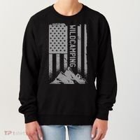 Wild Camping American Flag Mountain Women's Sweatshirt thumb 0