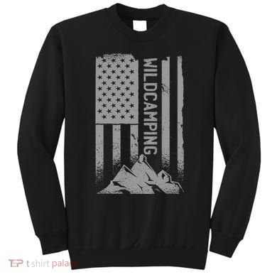 Wild Camping American Flag Mountain Sweatshirt