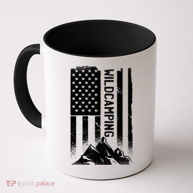 Wild Camping American Flag Mountain Coffee Mug