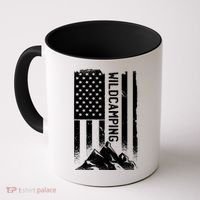 Wild Camping American Flag Mountain Coffee Mug thumb 0
