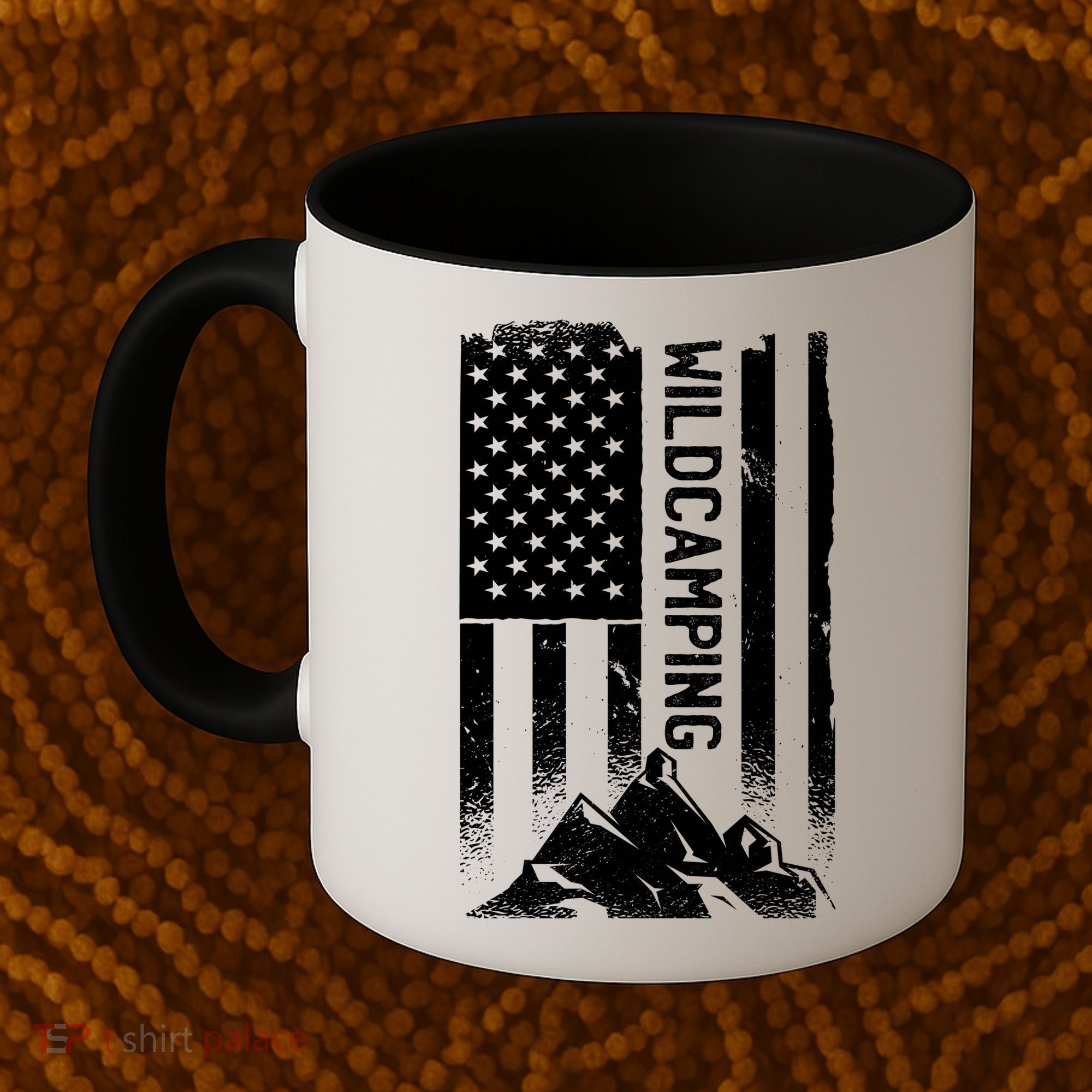 Wild Camping American Flag Mountain Coffee Mug