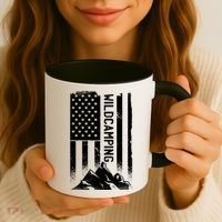 Wild Camping American Flag Mountain Coffee Mug thumb 3