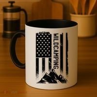 Wild Camping American Flag Mountain Coffee Mug thumb 4