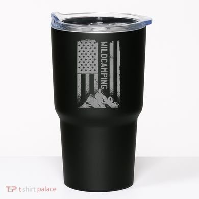 Wild Camping American Flag Mountain Tumbler