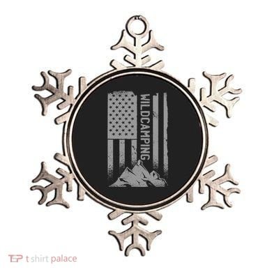 Wild Camping American Flag Mountain Ornament