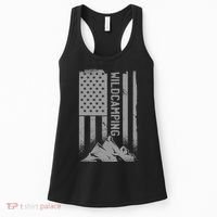 Wild Camping American Flag Mountain Women's Tank Top thumb 0