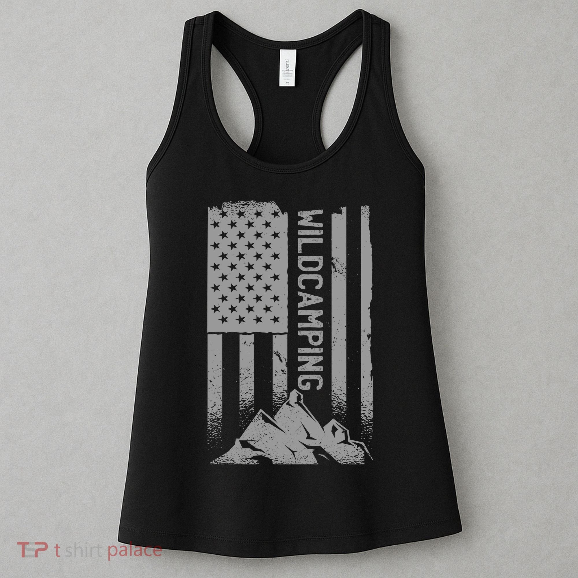 Wild Camping American Flag Mountain Women's Tank Top