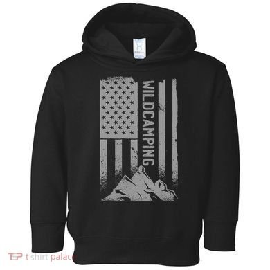 Wild Camping American Flag Mountain Toddler Hoodie