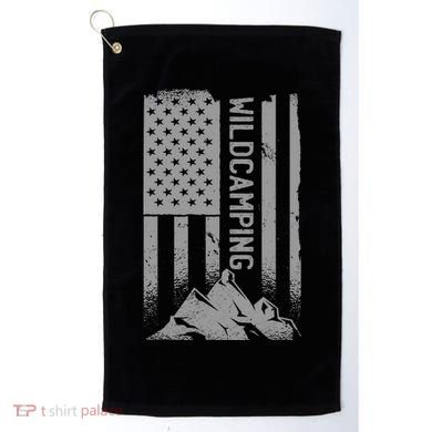 Wild Camping American Flag Mountain Golf Towel