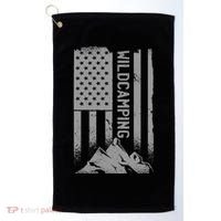 Wild Camping American Flag Mountain Golf Towel thumb 0