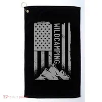 Wild Camping American Flag Mountain Golf Towel thumb 0
