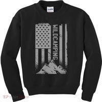 Wild Camping American Flag Mountain Kids Sweatshirt thumb 0