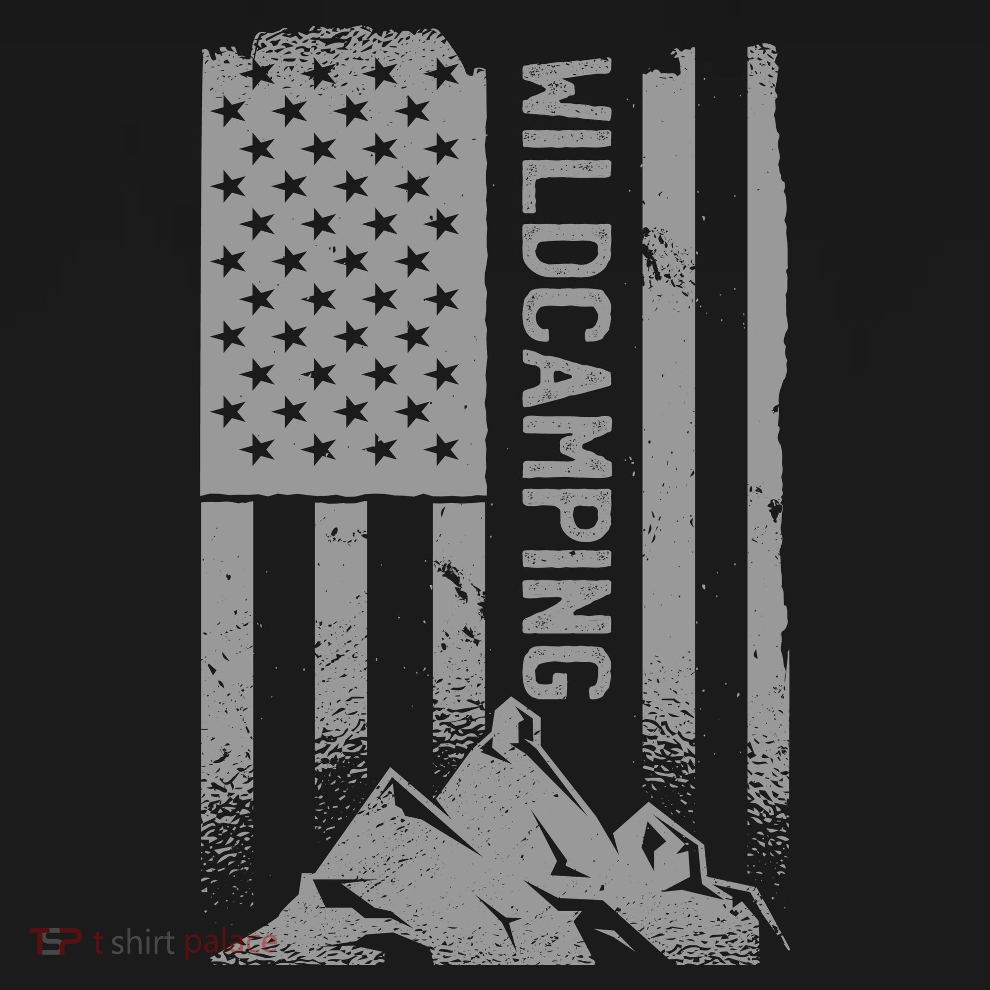 Wild Camping American Flag Mountain Kids Hoodie