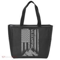 Wild Camping American Flag Mountain Tote Bag thumb 0
