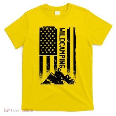 Wild Camping American Flag Mountain T-Shirt