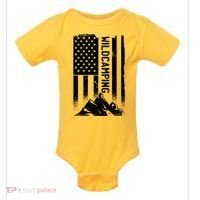Wild Camping American Flag Mountain Baby Bodysuit thumb 0