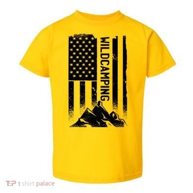 Wild Camping American Flag Mountain Toddler T-Shirt