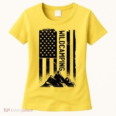 Wild Camping American Flag Mountain Women's T-Shirt