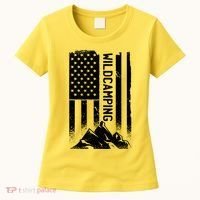 Wild Camping American Flag Mountain Women's T-Shirt thumb 0