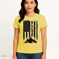 Wild Camping American Flag Mountain Women's T-Shirt thumb 4