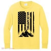 Wild Camping American Flag Mountain Kids Long Sleeve Shirt thumb 0