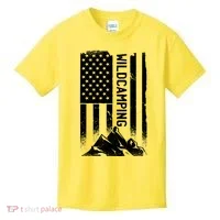 Wild Camping American Flag Mountain Kids T-Shirt thumb 0