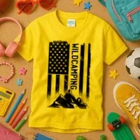 Wild Camping American Flag Mountain Kids T-Shirt thumb 3