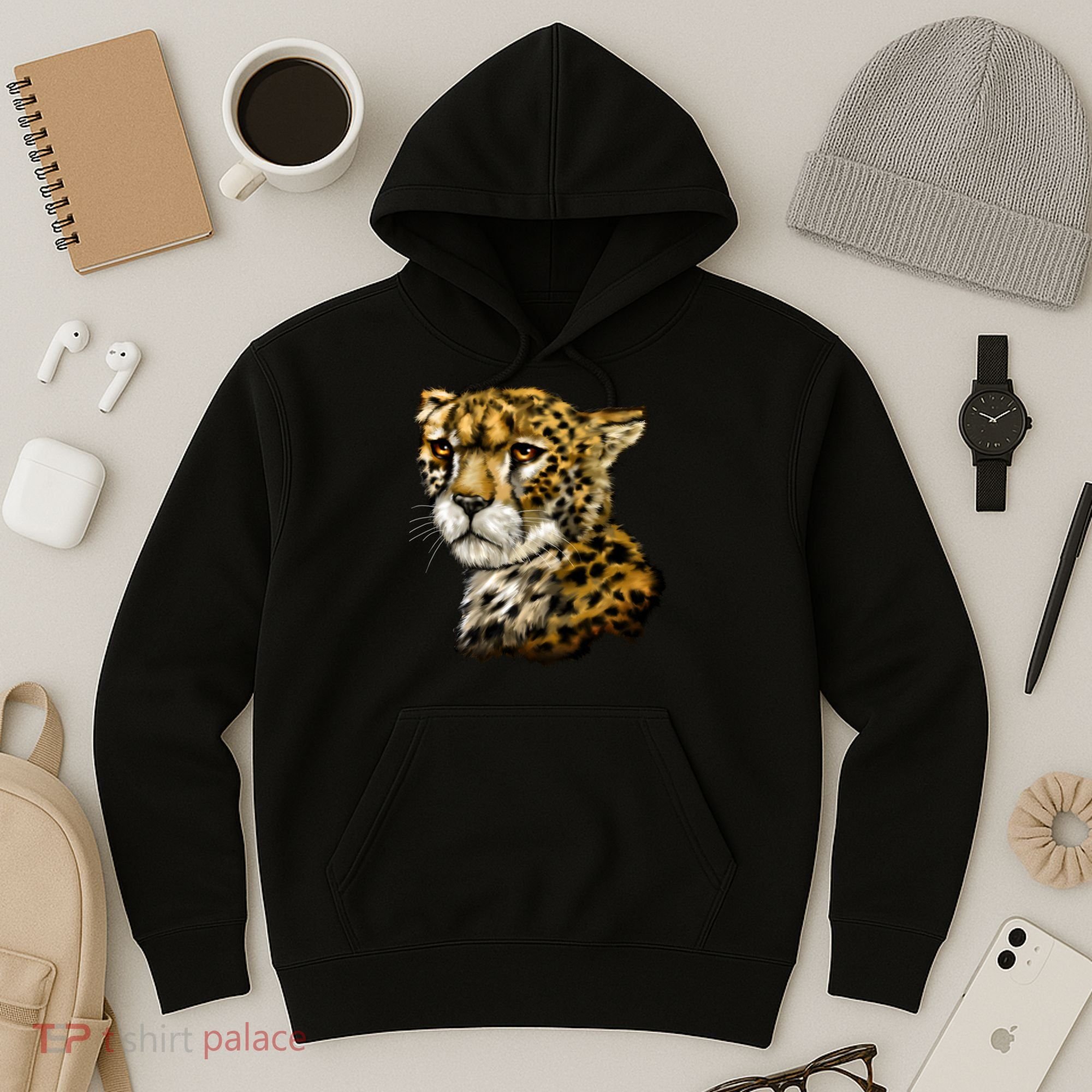 Wildlife - Big Face Cheetah Portrait Hoodie