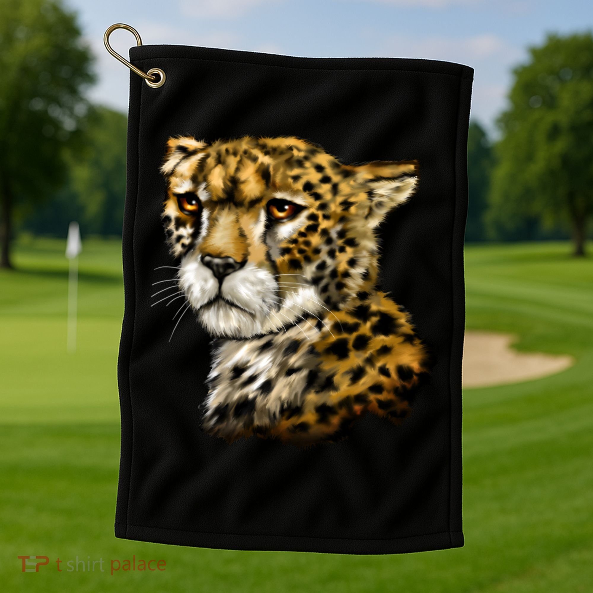 Wildlife - Big Face Cheetah Portrait Golf Towel