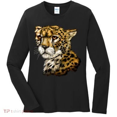 Wildlife - Big Face Cheetah Portrait Women's Long Sleeve Shirt