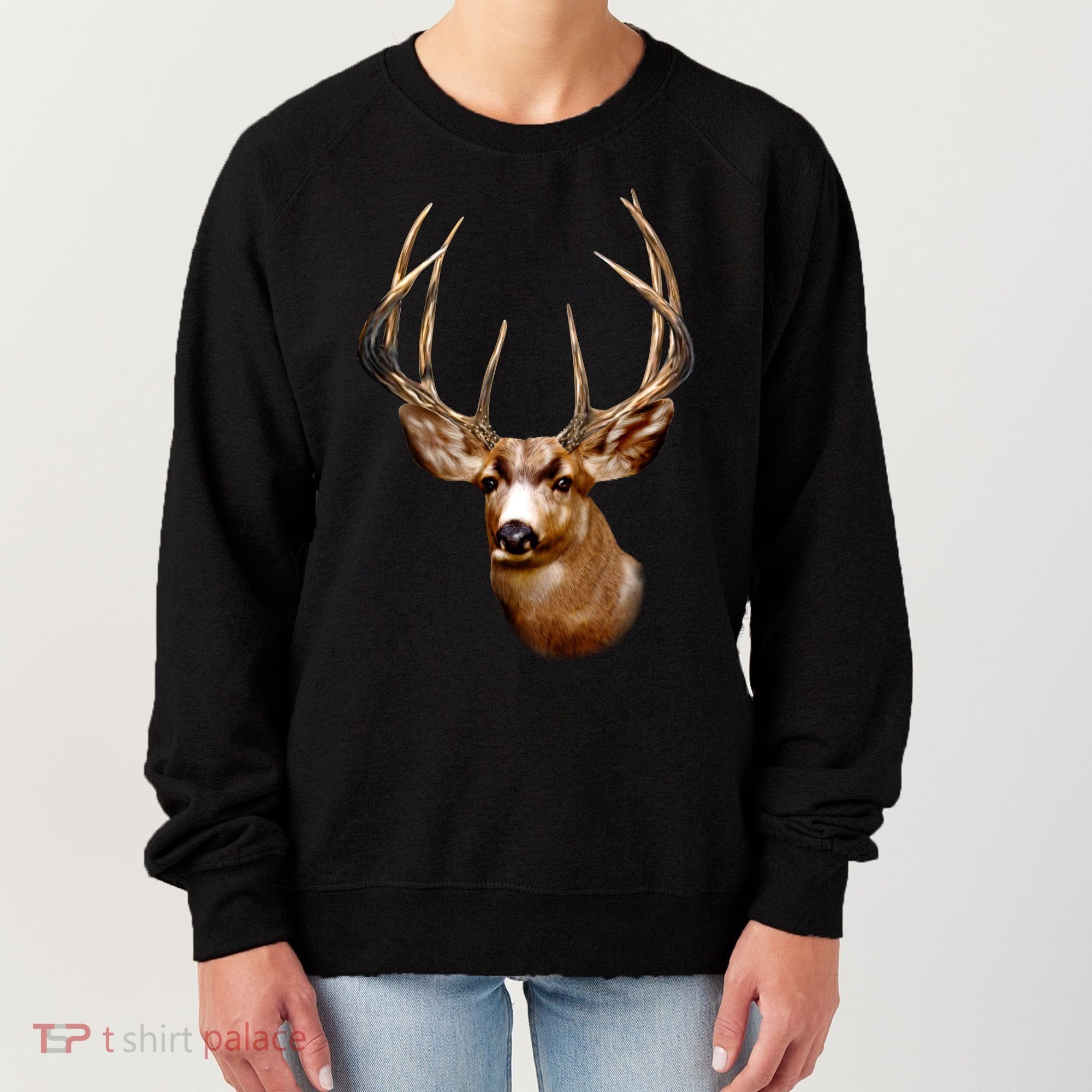 Wildlife - Big Face Deer Head Portrait Women's Sweatshirt